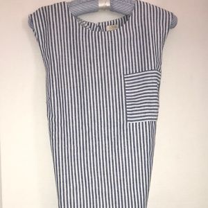 J. Crew  Ivory & Blue Stripe Top